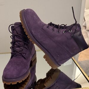 Timberland Deep Purple Boots with Brown Soles